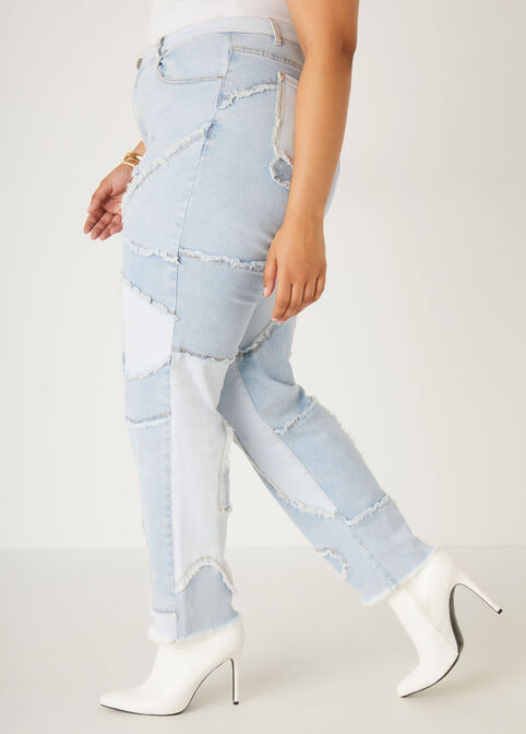 Patchwork High Rise Skinny Jeans, Dk Rinse image number 2