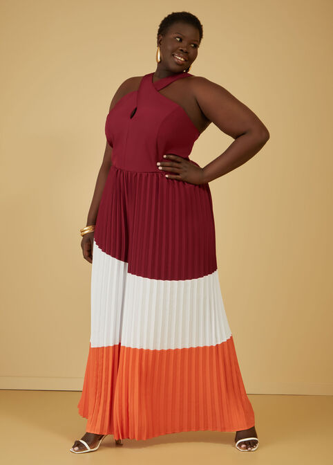 Pleated Colorblock Jumpsuit, Multi image number 3