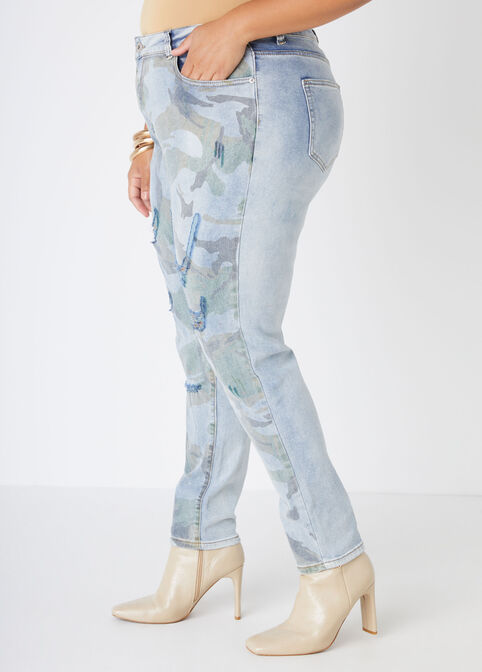 Distressed Camo Skinny Jeans, Multi image number 2