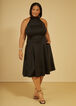 Mesh Paneled A Line Dress, Black image number 0