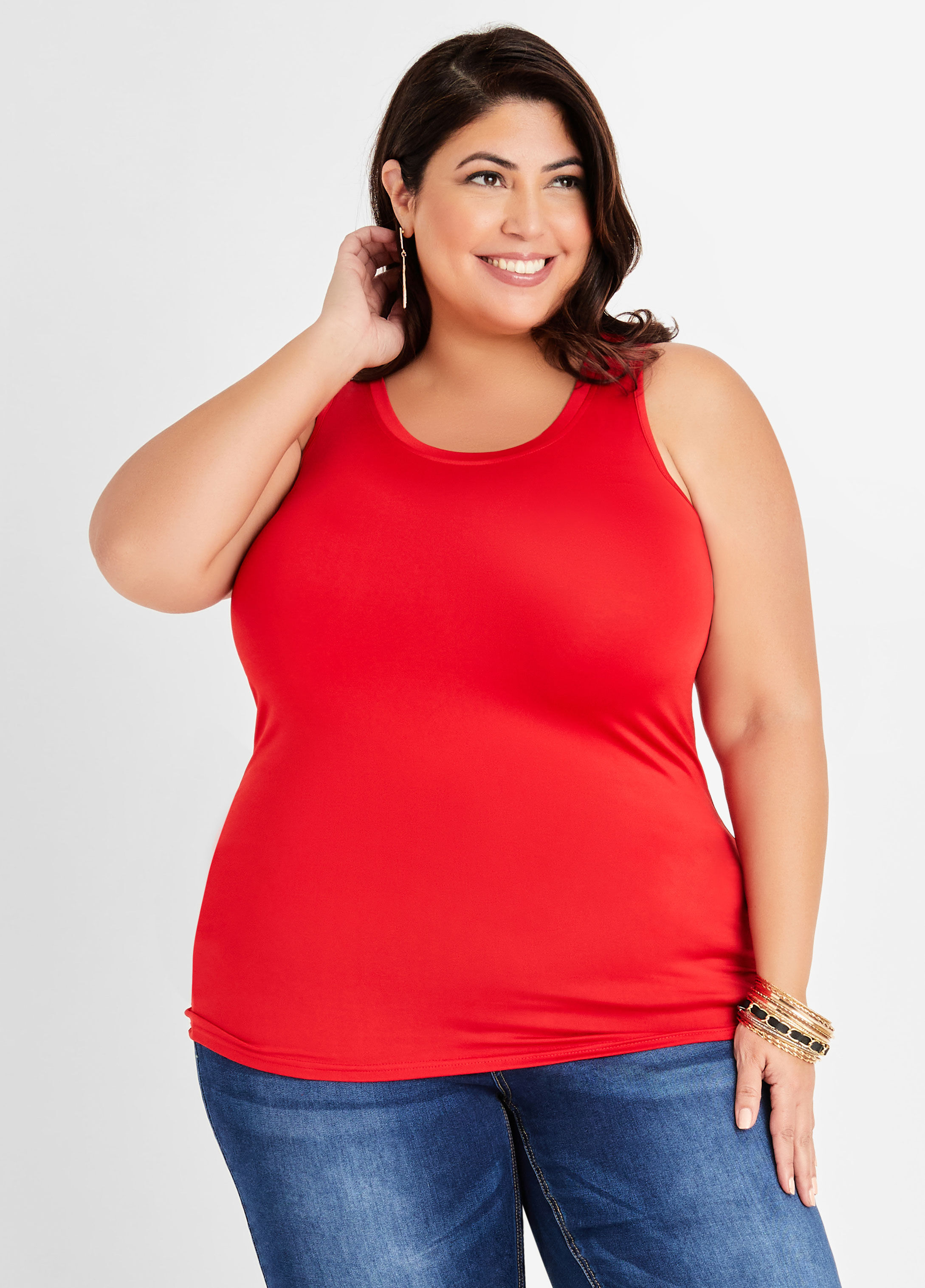 Plus Size Basic Knit Tank Tops Loose Plus Size Tank Tops Flowy Knits