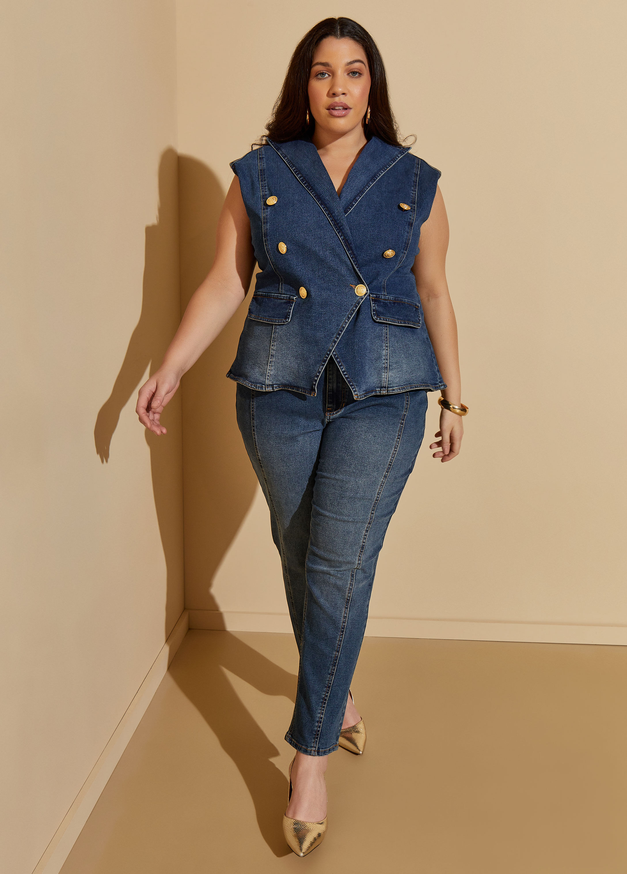 Plus size hotsell sleeveless denim vest