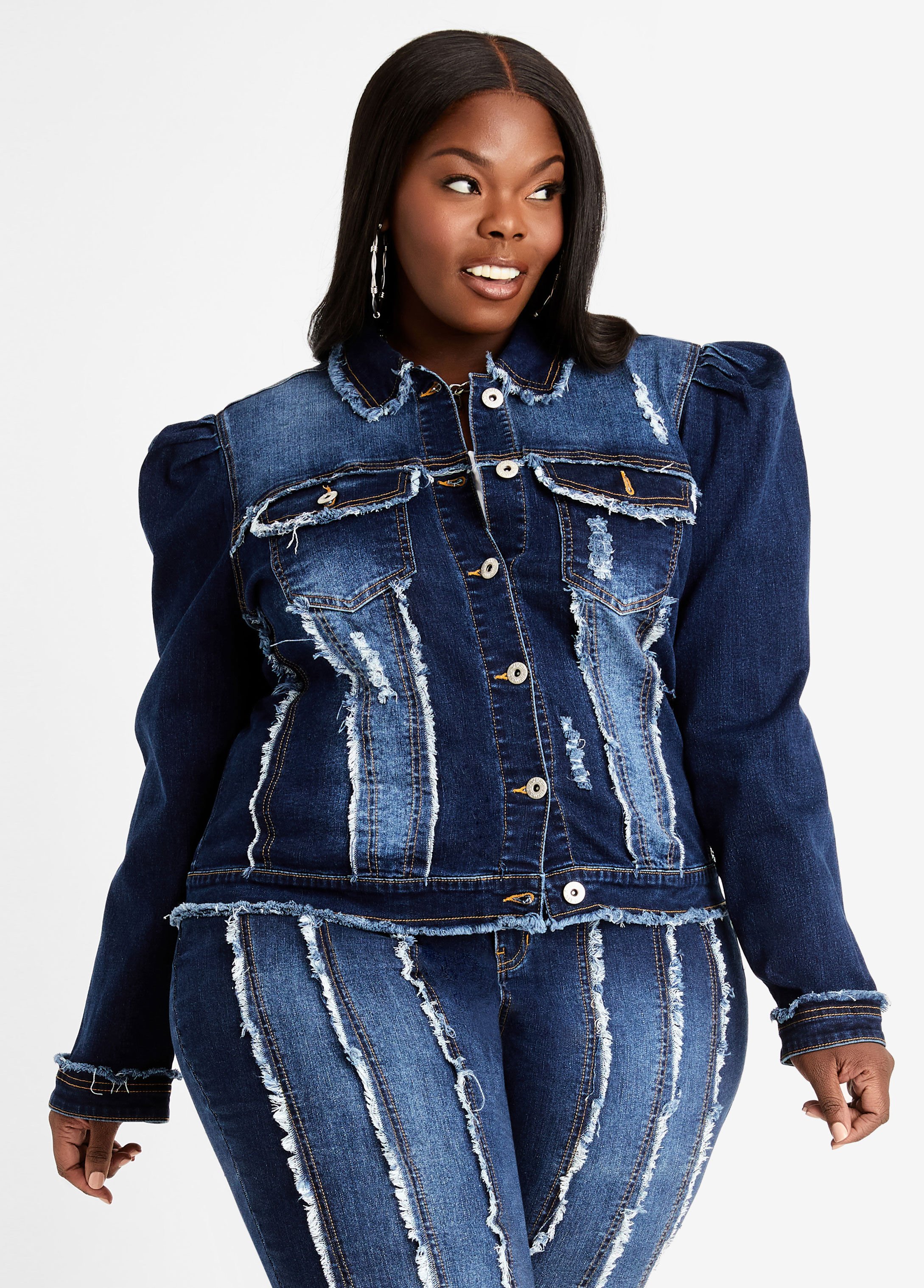 Denim jacket with puff sleeves online