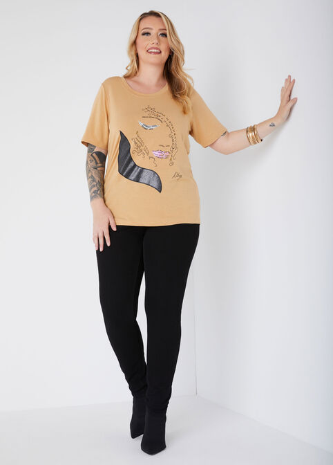 Sheila Gray Glittered Tee, Brown image number 2