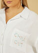 Chill Out Embroidered Gauze Shirt, White image number 2