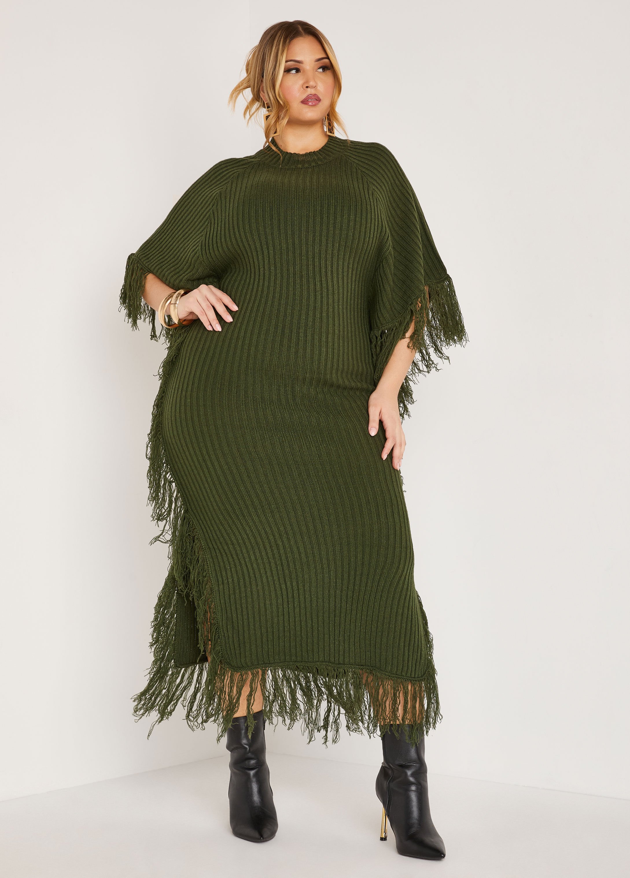 Fringed Midaxi Sweater Dress