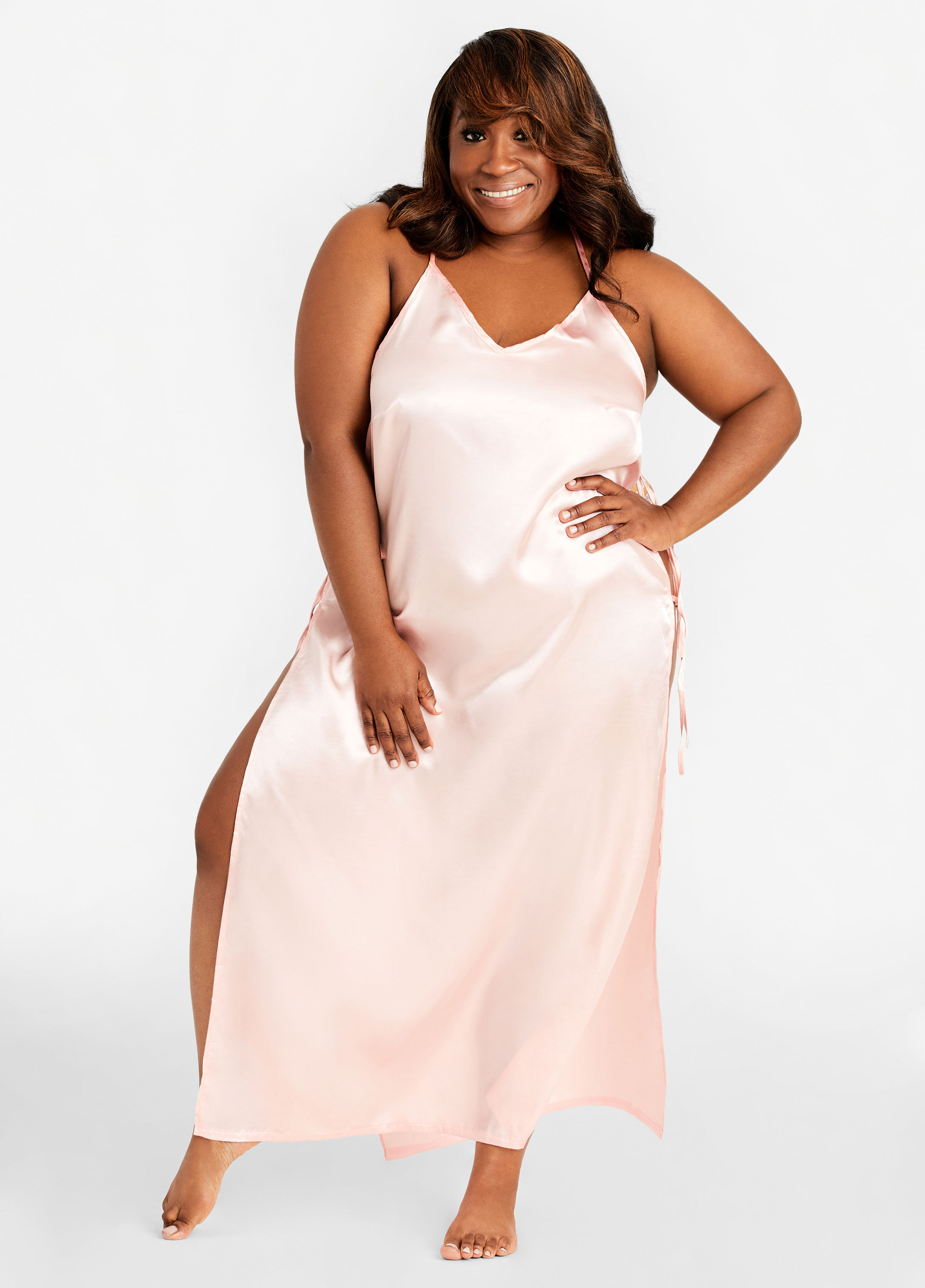 Plus size silk discount nightdress