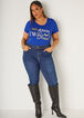 No Stress Glittered Graphic Tee, Royal Blue image number 2