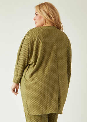Honeycomb Knit Cardigan, Green image number 1
