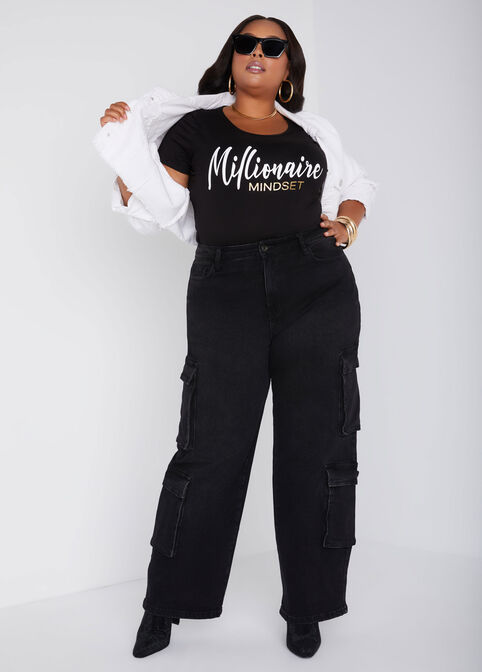 Millionaire Mindset Graphic Tee, Black image number 2