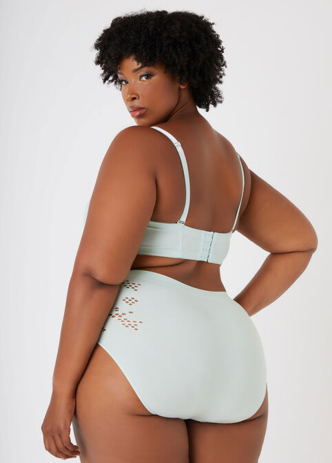 Cutout Seamless High Waist Briefs, Mint Green image number 1