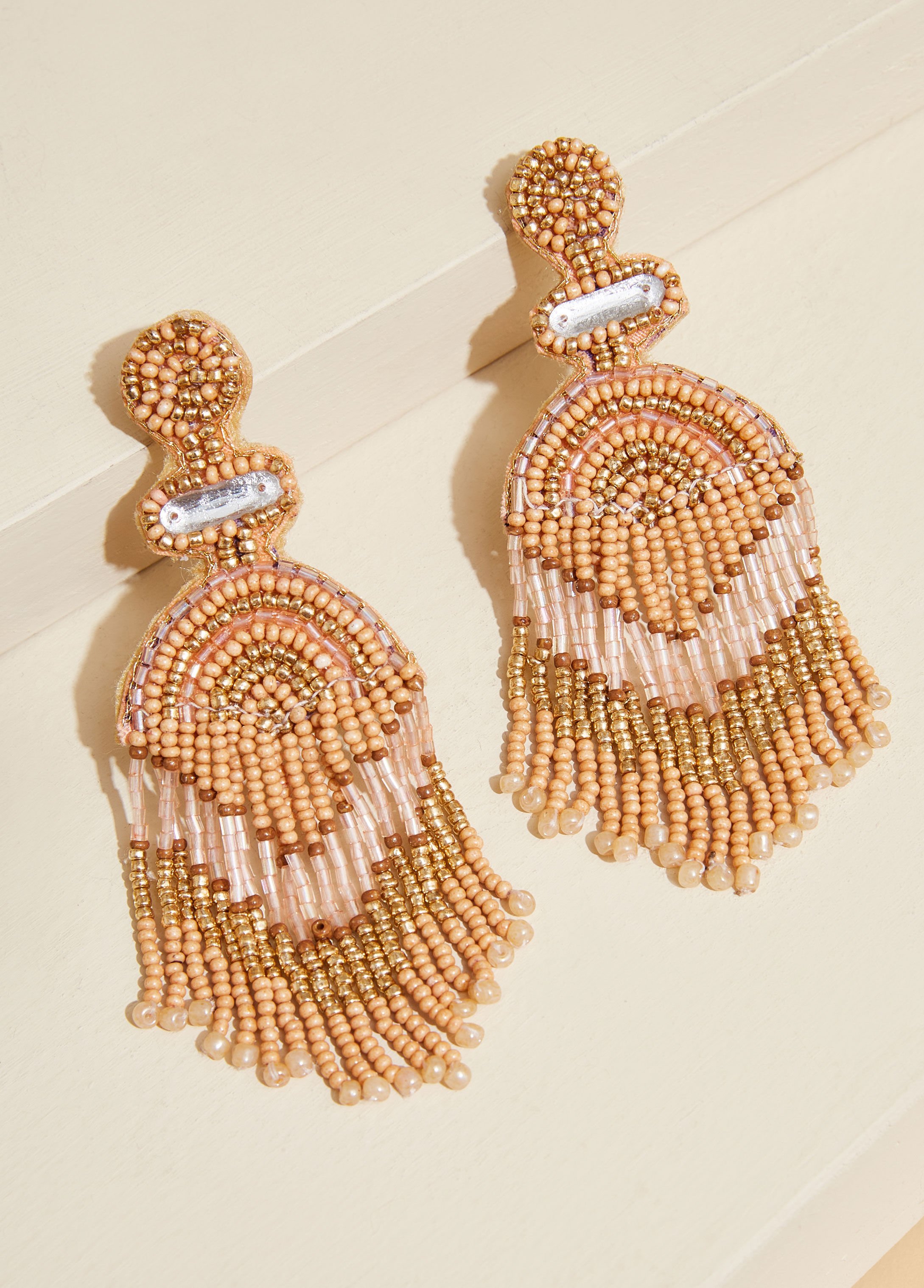 Beaded Fringed Chandelier Earrings