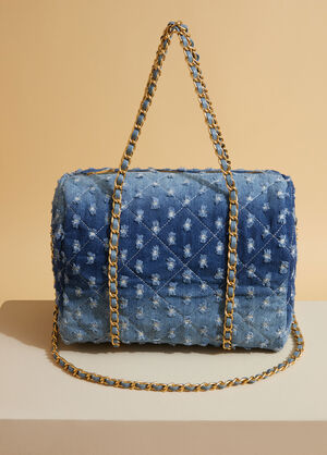 Distressed Denim Satchel, Denim image number 1