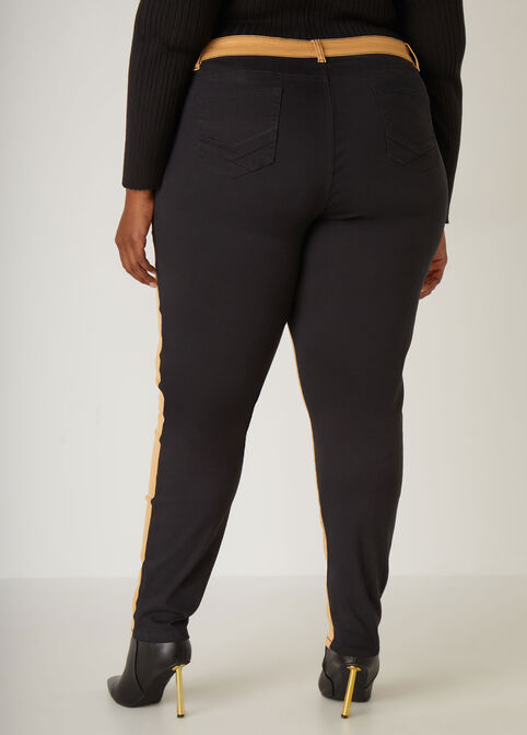 Mid Rise Two Tone Jeggings, Black Combo image number 1