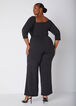 Embellished Mesh Paneled Jumpsuit, Black image number 1