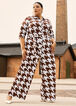 Houndstooth Wide Leg Jumpsuit, Potting Soil image number 0