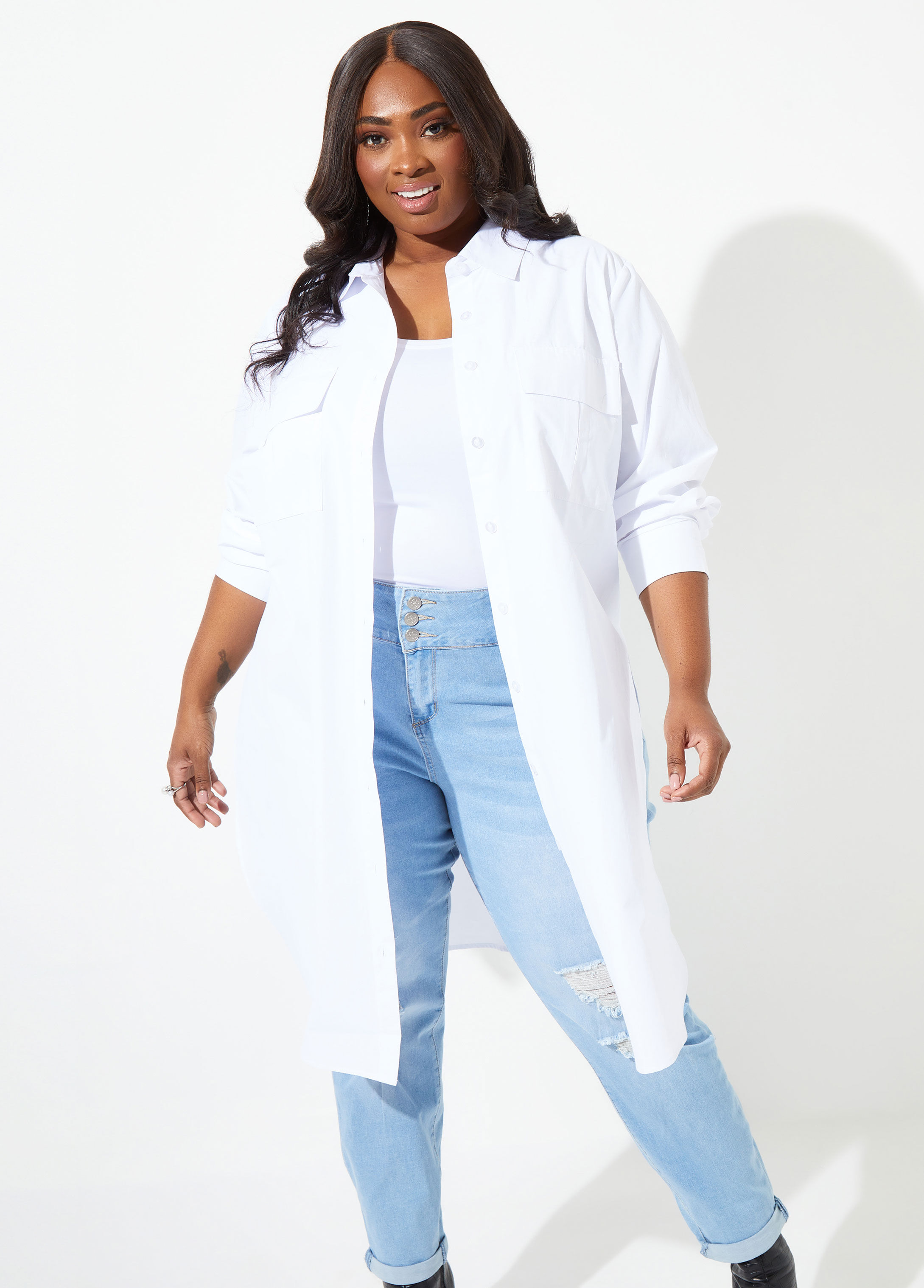 white cotton tunic plus size