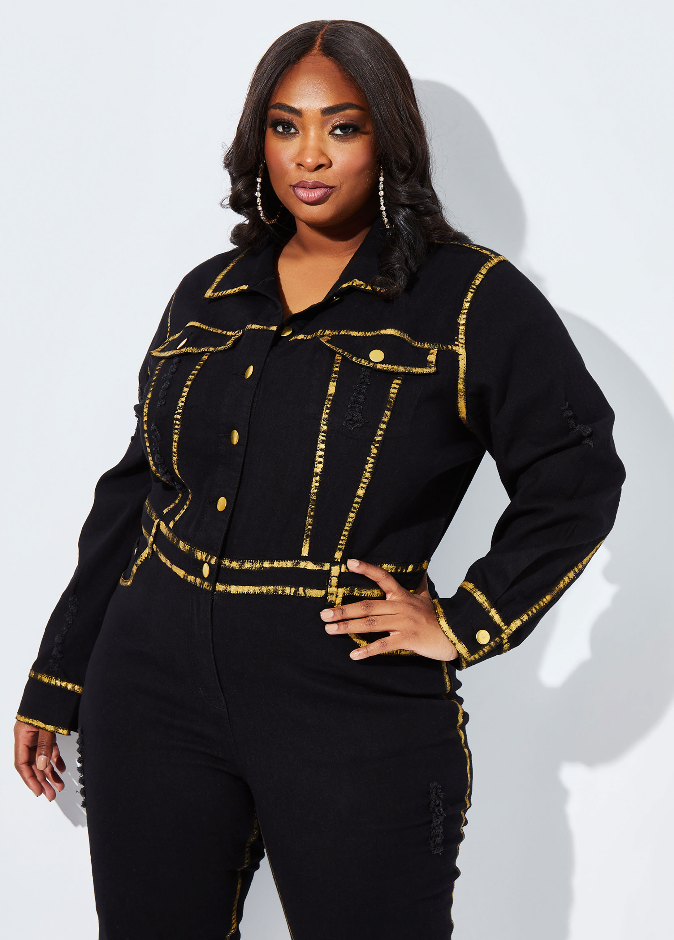 ashley stewart gold jumpsuit