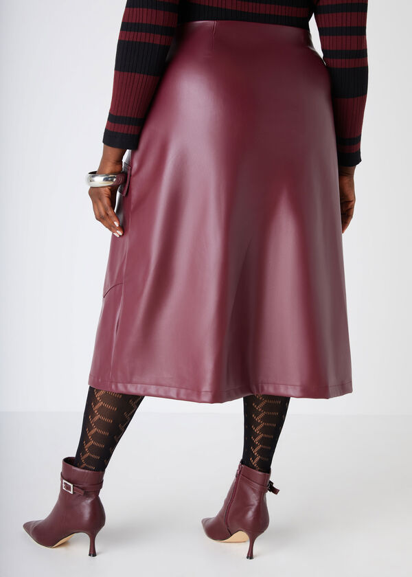 Faux Leather Midaxi Cargo Skirt, Tawny Port image number 1