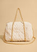 Chain Trimmed Denim Satchel, Ivory image number 1