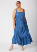 Flounced Chambray Maxi Dress, Dk Rinse image number 0