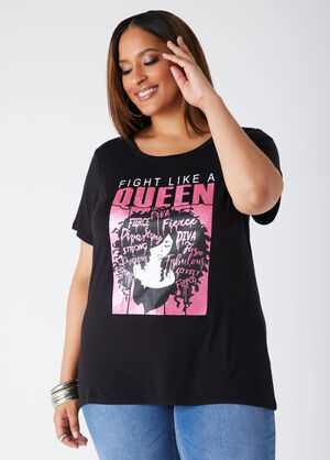 Fight Like A Queen Graphic Tee, Black image number 0