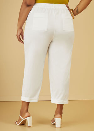 Cuffed Stretch Cotton Capris, White image number 1