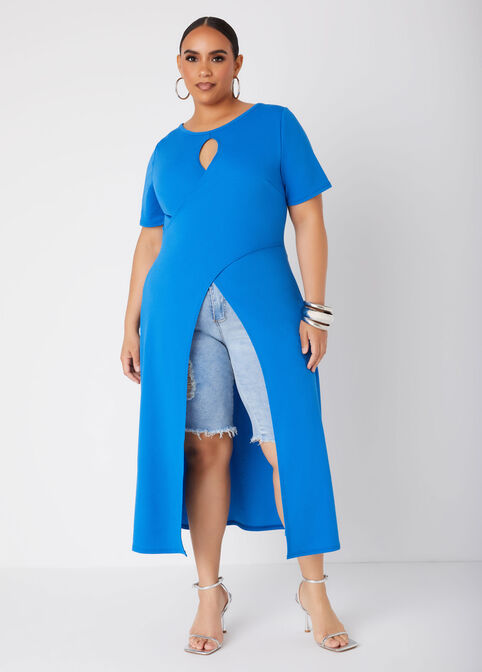 Crisscross Textured Duster, Victoria Blue image number 2