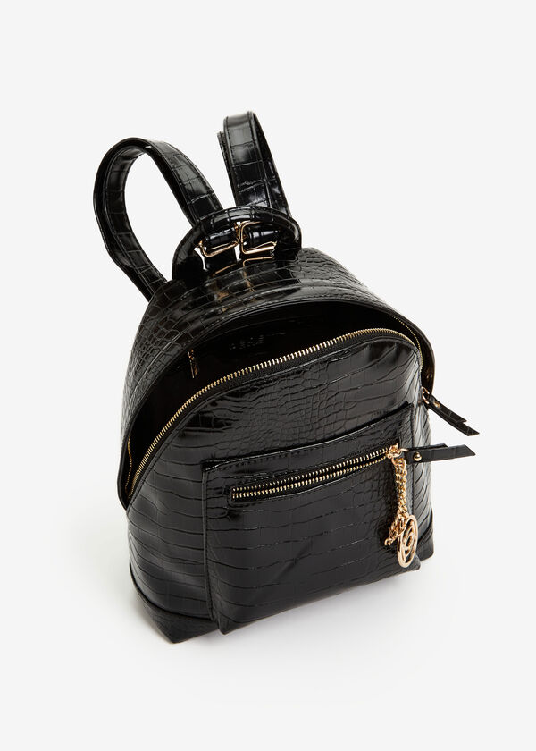 Trendy Designer Bebe Rena Small Croco Backpack Chic Handbag