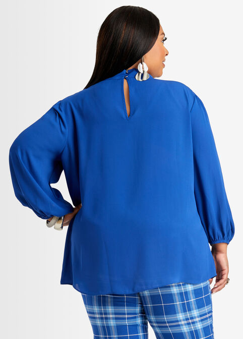 Twist Front Crepe Blouse, Sodalite image number 1