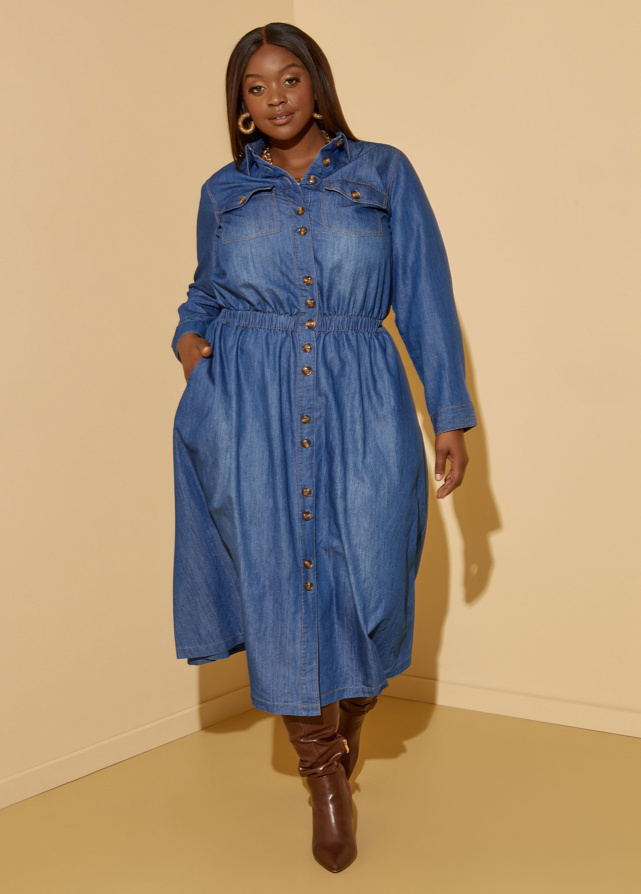 Buy Forever New Denim Blue Shirt Dress for Women's Online @ Tata CLiQ