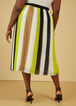 Pleated Striped Midi Skirt, White image number 1