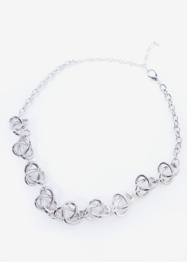 Knotted Chain Link Necklace, Silver image number 1