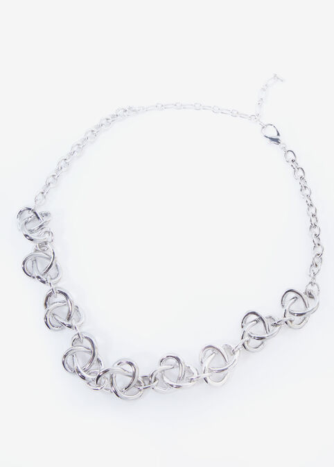 Knotted Chain Link Necklace, Silver image number 1