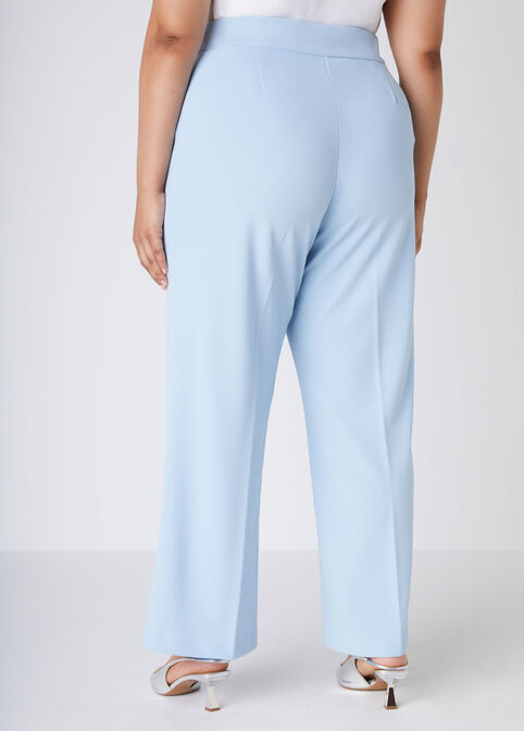 High Waist Pull On Trousers, POWDER BLUE image number 1