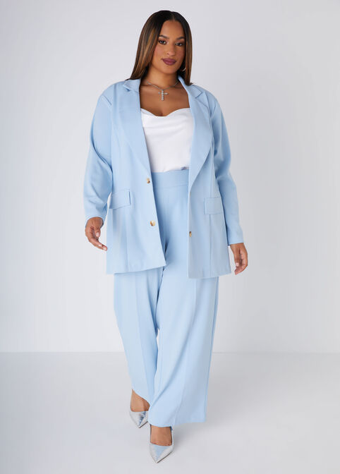 Crepe Boyfriend Blazer, POWDER BLUE image number 2