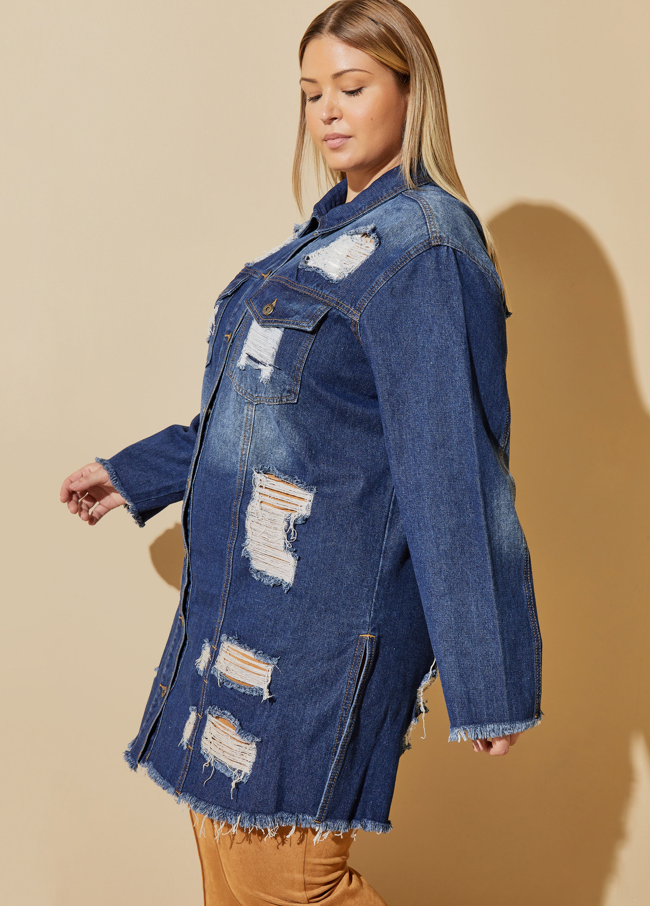 Rosfancy Womens Distressed Ripped Denim Jean Jacket Button Down Oversized  Jackets Coat, S-XXL - Walmart.com
