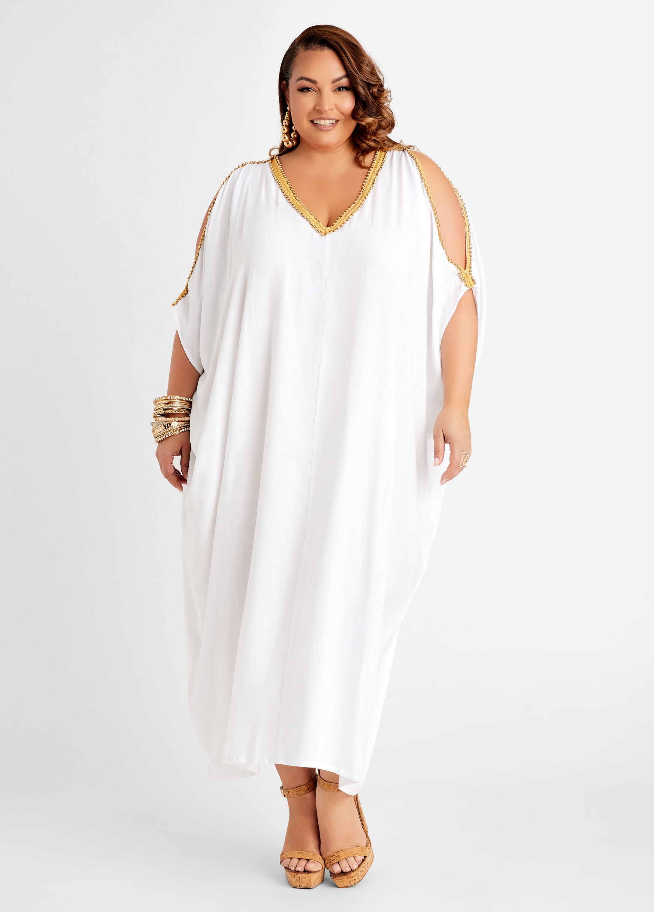 plus size white kaftan dress