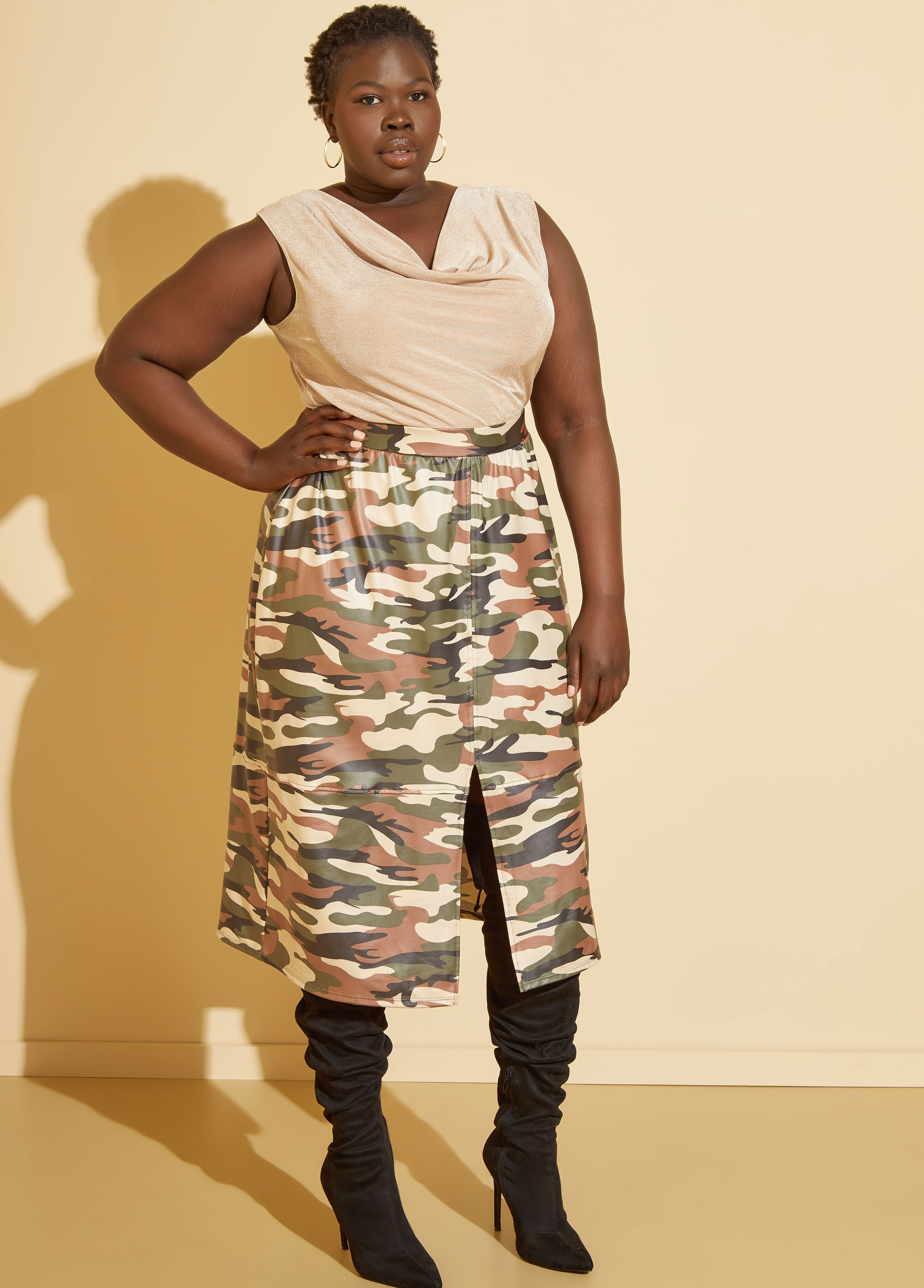 Camouflage sale leather skirt