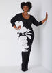 Floral Midi Sweater Dress, Black Combo image number 3