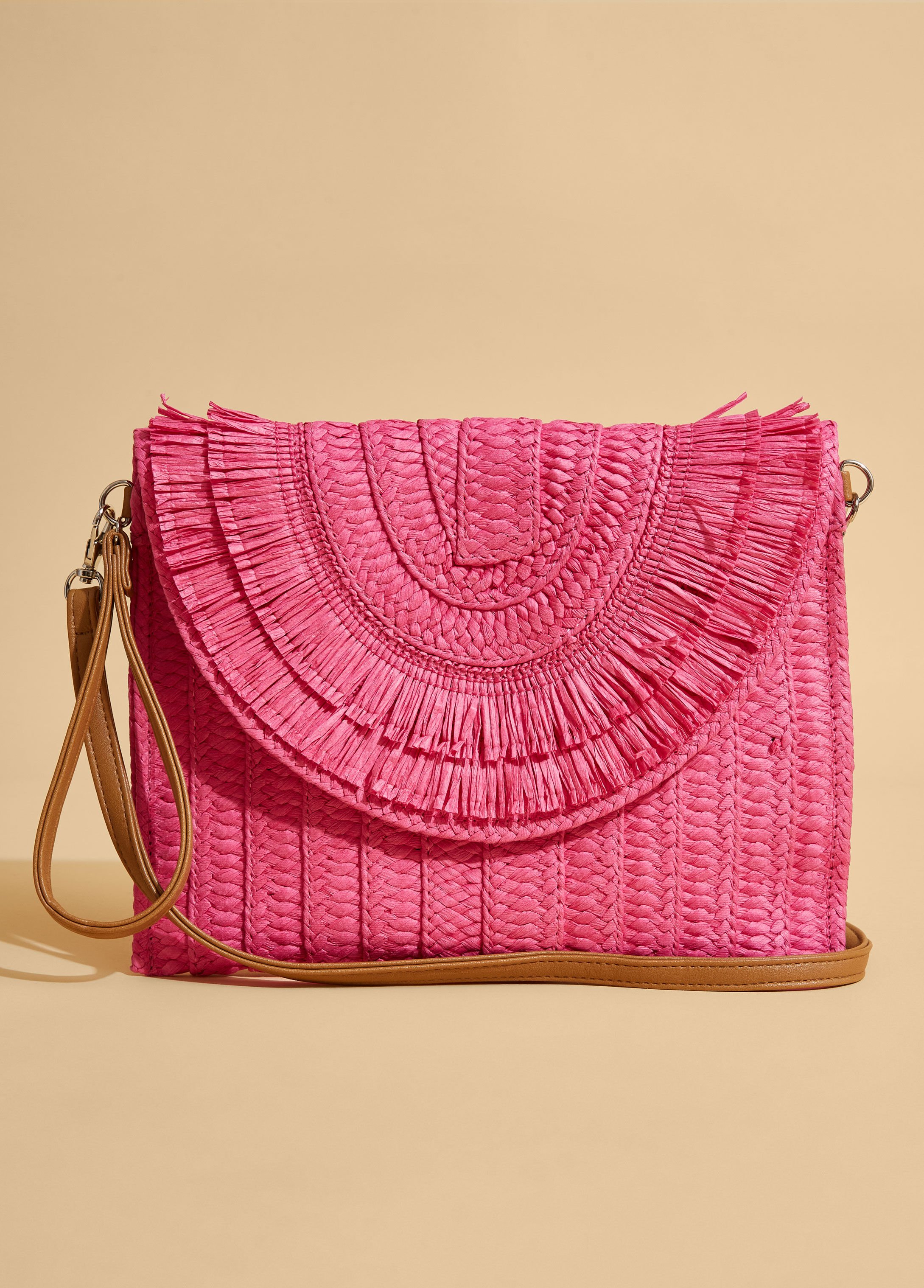 Fringed Straw Clutch