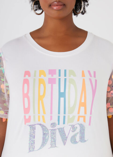 Embellished Birthday Graphic Tee, White image number 3