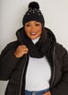 Faux Pearl Hat & Scarf Gift Set, Black image number 0