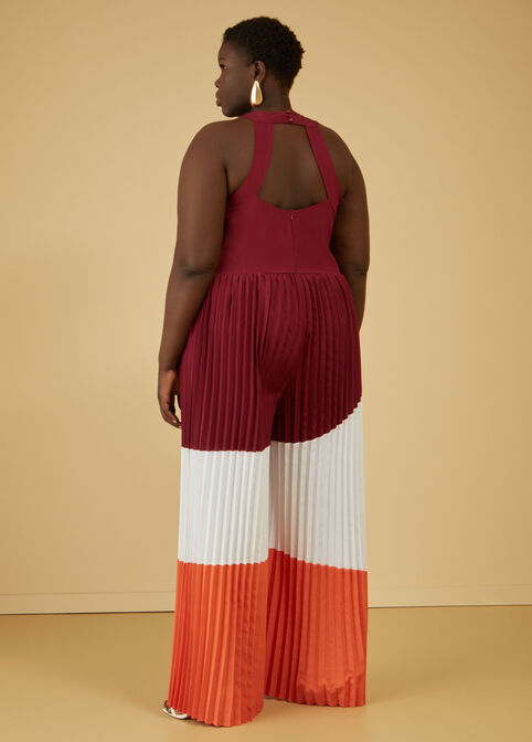 Pleated Colorblock Jumpsuit, Multi image number 1