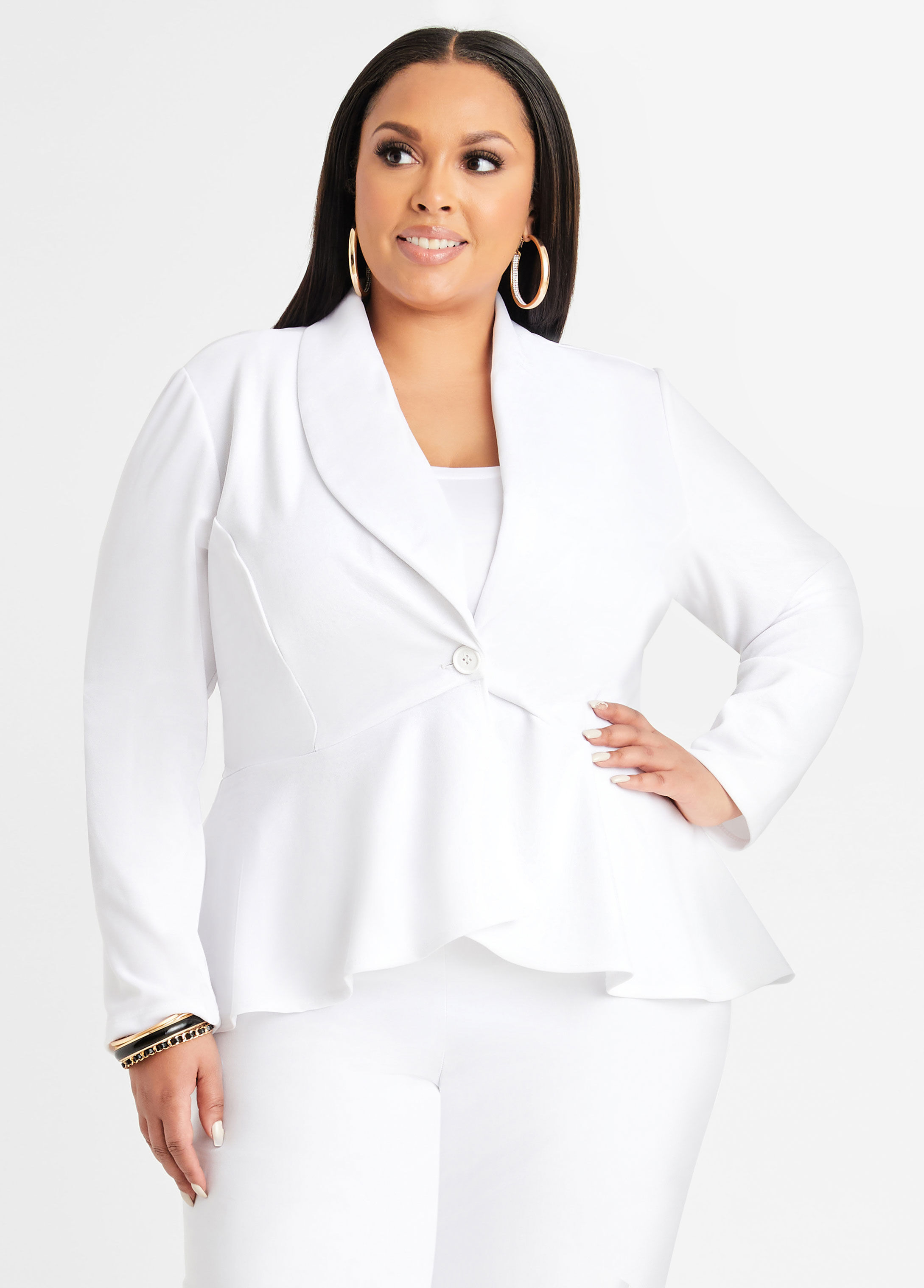 ashley stewart white pants suits