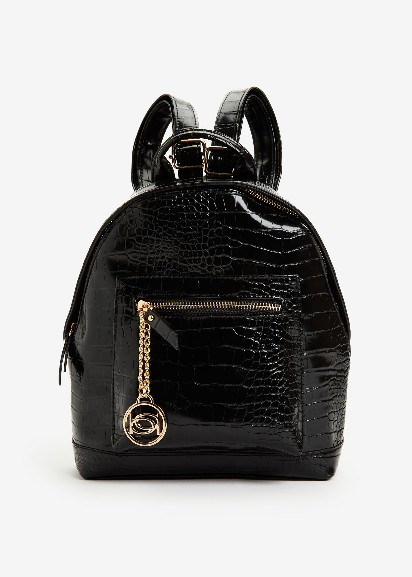 Trendy Designer Bebe Rena Small Croco Backpack Chic Handbag