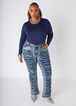 Layered Distressed Bootcut Jeans, Blue image number 1