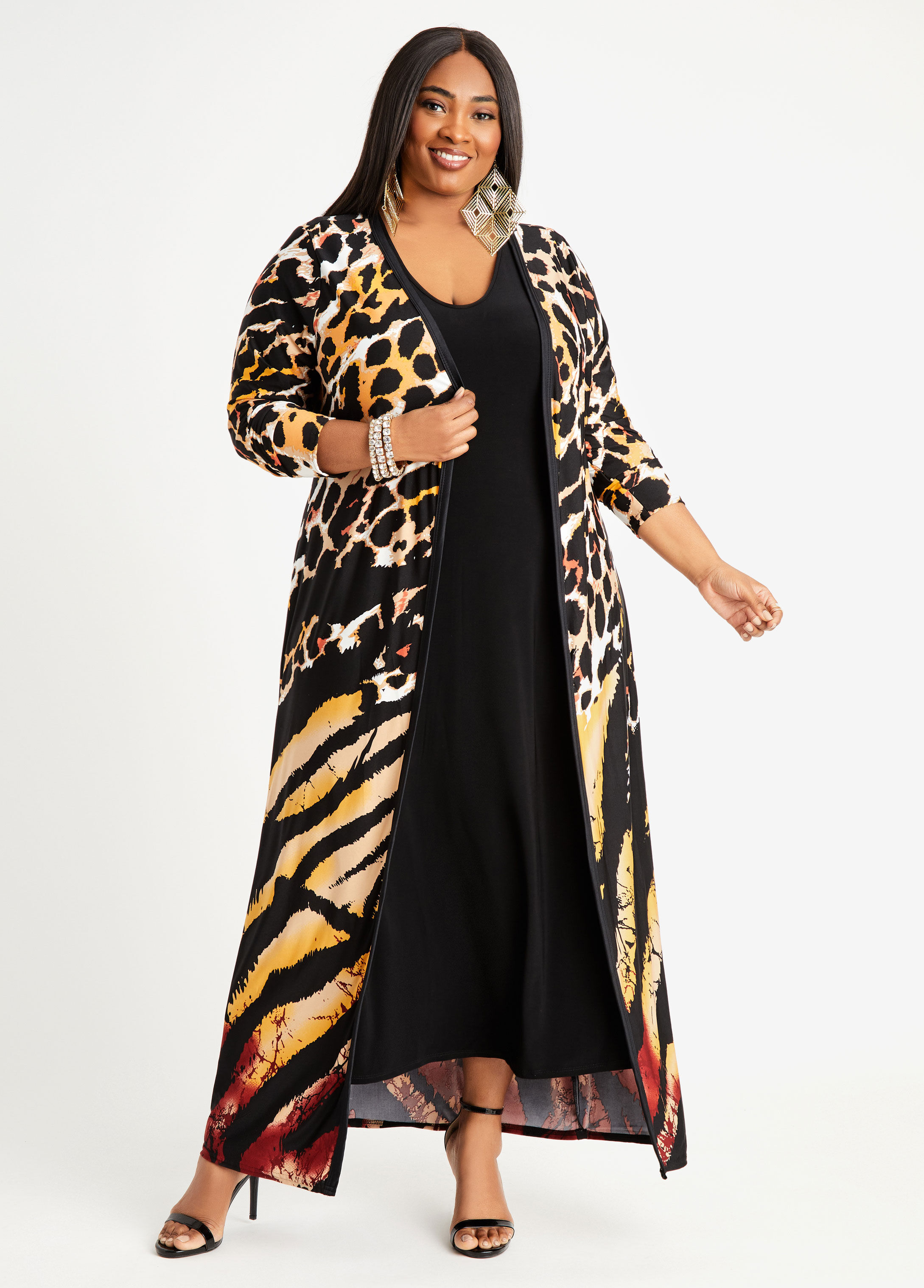 Black duster discount jacket plus size