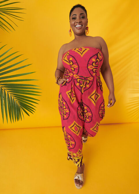 Strapless Printed Jumpsuit, Multi image number 0