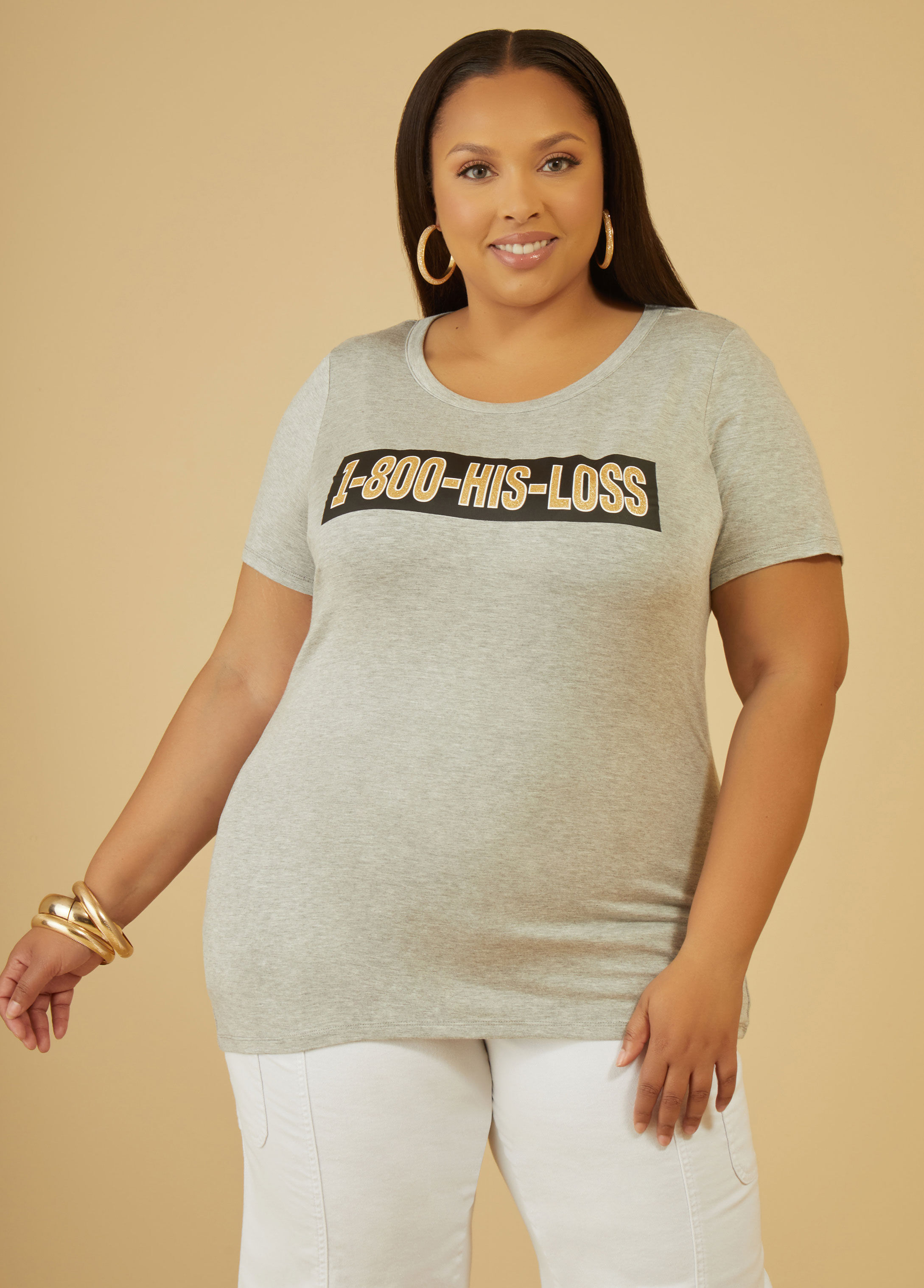 His Loss Glittered Graphic Tee